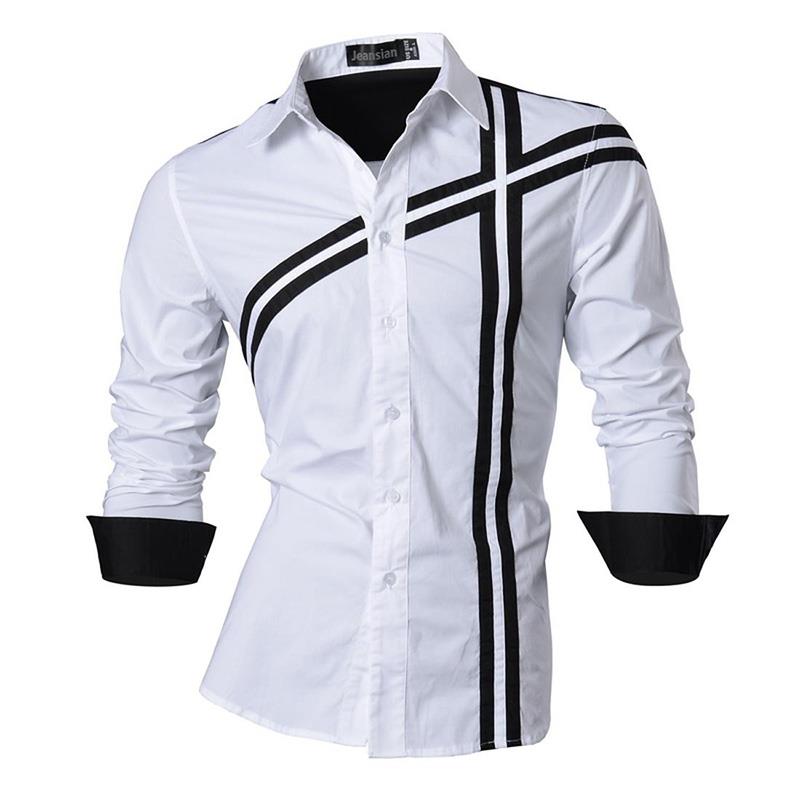 Jeansian Men's Fashion Dress Shirts Casual Long Sleeve Slim Fit Tatoo Stylish Z030