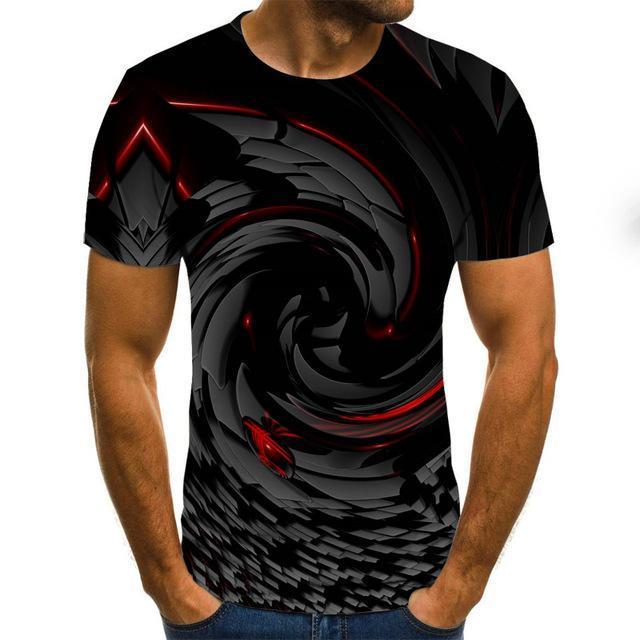 Three -Dimensional Vortex Men Tshirt 3d Printed Summer O -Neck Daily Casual Funny T Shirt