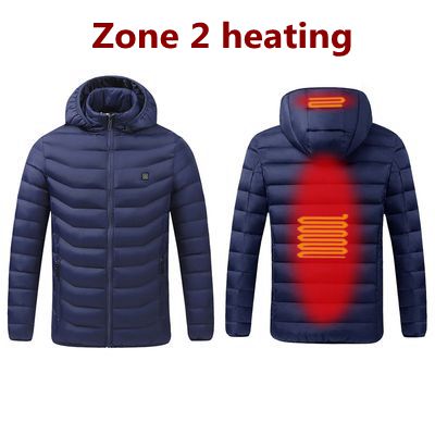 NWE Men Winter Warm USB Heating Jackets Smart Thermostat Pure Color Hooded Heated Clothing Waterproof  Warm Jackets