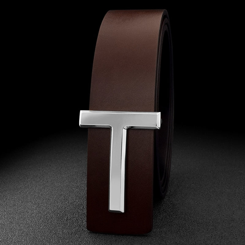 High quality designer belts men fashion T letter luxury famous brand genuine leather belt jeans formal Cowskin black Waist Strap