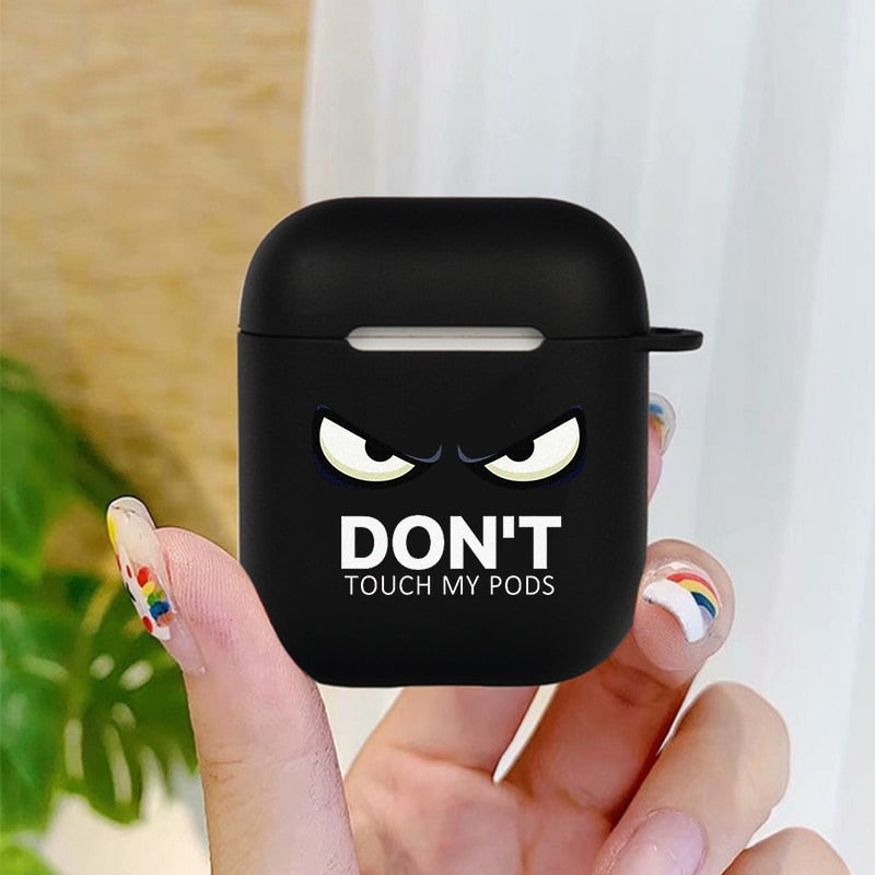 Case for Apple Airpods 1 2 3 Cases Slogan Simple Text Dont touch airpods Silicone Black Earphone Cover for Airpods Pro capa Bags