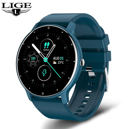 LIGE 2022 New Smart Watch Men Full Touch Screen Sport Fitness Watch IP67 Waterproof Bluetooth For Android ios smartwatch Men+box