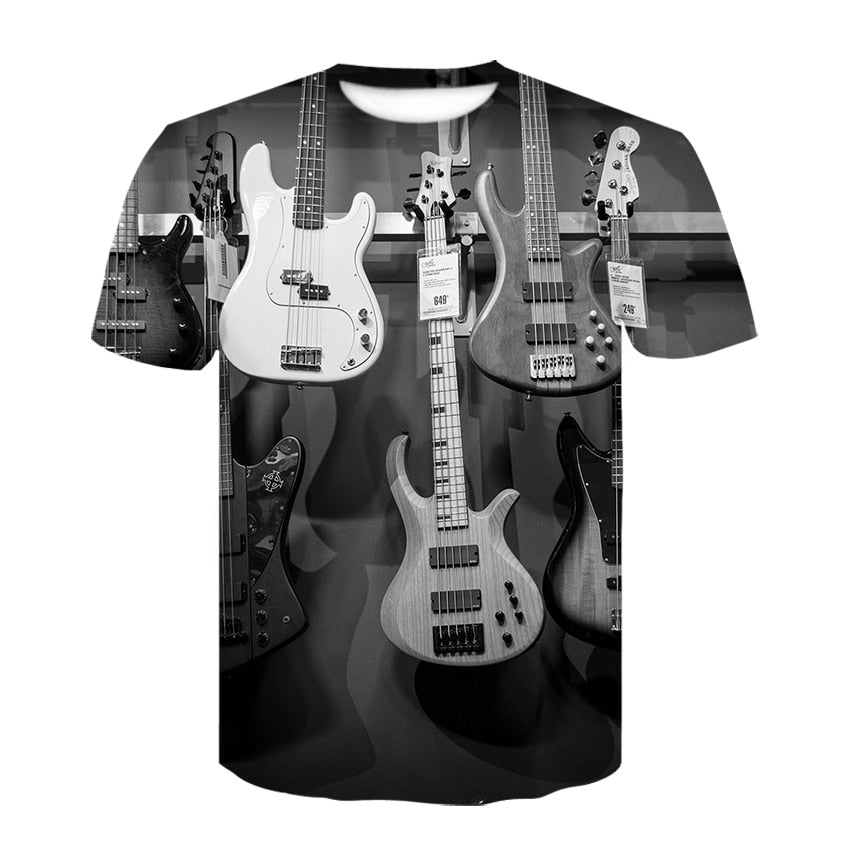 Rock Music Guitar 3D Tshirt Summer Men/Women T Shirt Fashion T-shirt Casual Tee Shirt/Streetwear Men Clothes Oversized 4XL Tops