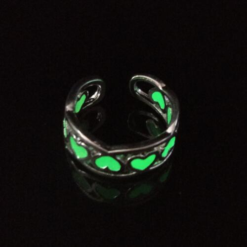 Multi-color Luminous Love Rings for Women Peach Heart Open Ring Couple Ring Luminous Color Girl Jewelry Wholesale Jewelry