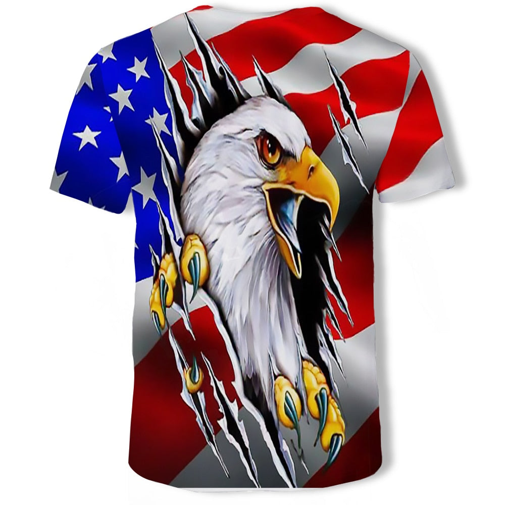 New USA Flag Stripes and Stars T-shirt Men / Women Sexy 3d Tshirt Print Eagle American Flag Men T-shirt Summer Tops Tees