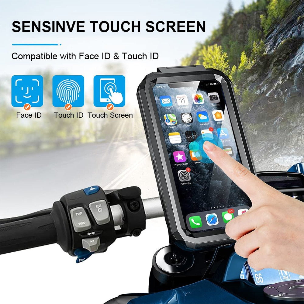 Waterproof Phone Case Bike Motorcycle Handlebar Rear View Mirror 3 to 6.8" Cellphone Mount Bag Motorbike Scooter Phone Stand