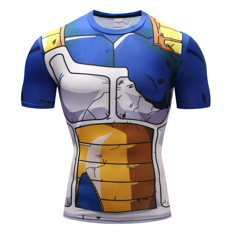 Men T Shirt Homme Compression Costume Vegeta Tshirt Son Goku T-shirts Fitness Leggings Shorts Sportwear