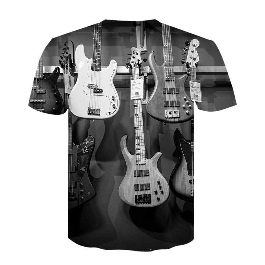 Rock Music Guitar 3D Tshirt Summer Men/Women T Shirt Fashion T-shirt Casual Tee Shirt/Streetwear Men Clothes Oversized 4XL Tops