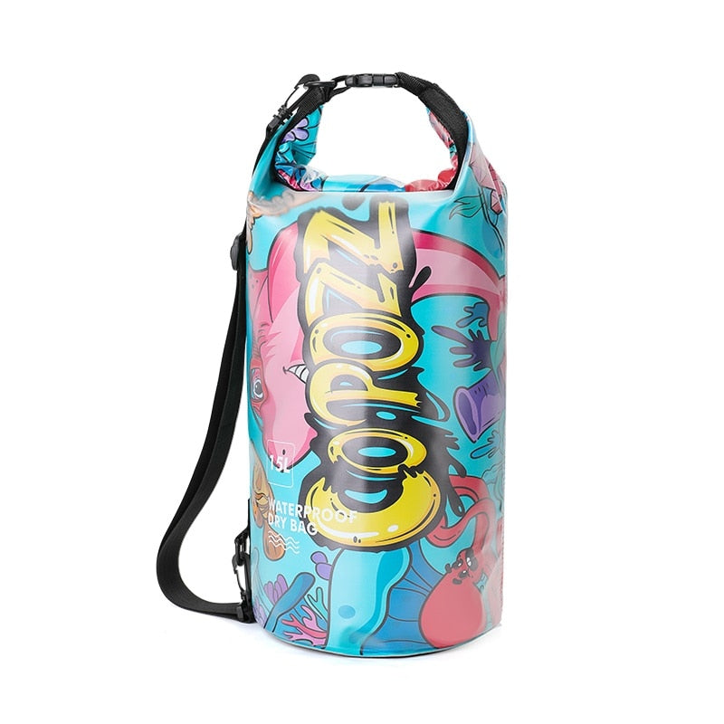 COPOZZ Swimming Bags Waterproof Bag Dry Bag PVC 15L Outdoor Sport Roll Top for Gym Travel Adjustable Personalized Storage Bags