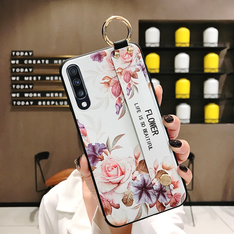 for Samsung Galaxy A50 Case Wrist Strap Holder Cover for Samsung A51 71 A32 A31 Note 10 Lite A10 A70 40 A52 A72 A12 Emboss Cases