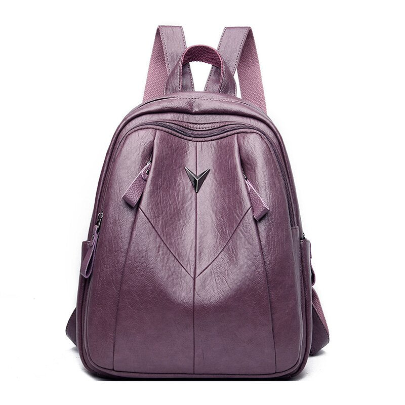 2022 Female Back Pack Women Leather Backpacks High Quality Vintage Bagpack Girls Preppy Style Solid Back Pack Mochila Feminina