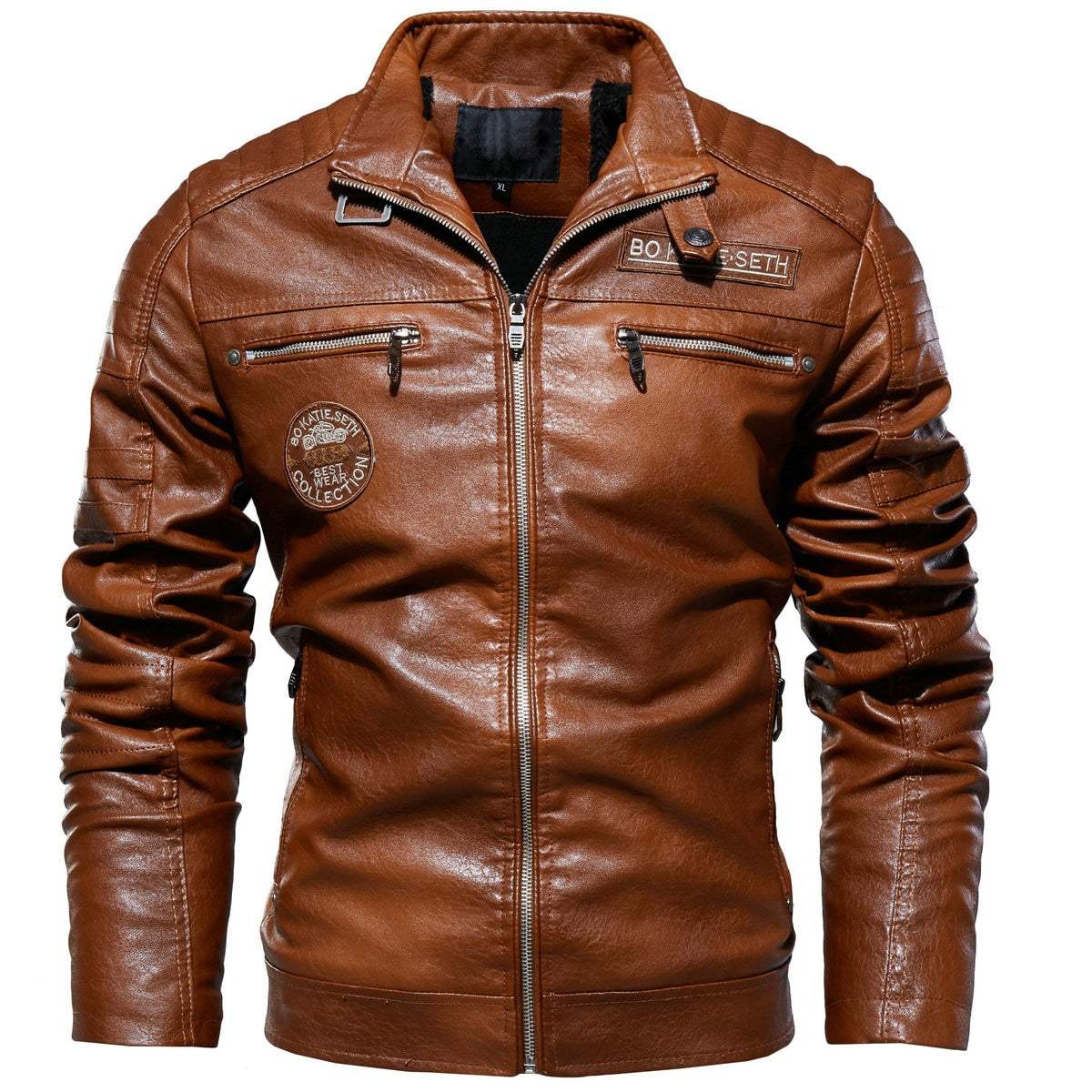 Leather Jacket Men Winter Fleece Motorcycle PU Leather Jacket Mens Stand Collar Casual Windbreaker Ropa De Hombre Slim Coat 7XL