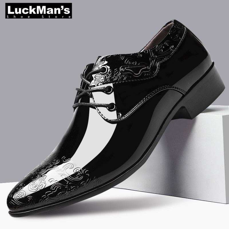 Men's Dress Shoe Clould Patent Leather Men Wedding Oxford Shoes Lace-Up Office Suit Men's Casual Shoes Luxury Italian Plus Size