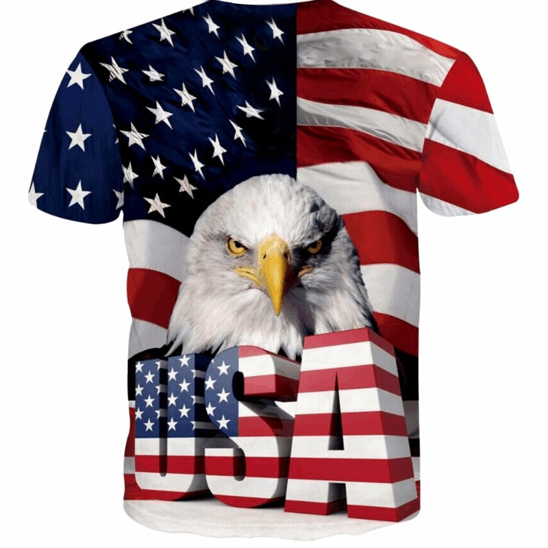 New USA Flag Stripes and Stars T-shirt Men / Women Sexy 3d Tshirt Print Eagle American Flag Men T-shirt Summer Tops Tees