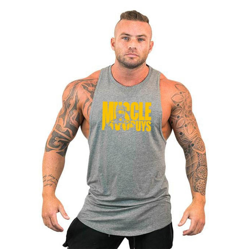 New Gym Tank Top Summer Brand Cotton Sleeveless Shirt Casual Fashion Fitness Stringer Tank Top Men bodybuilding Clothing M-XXL