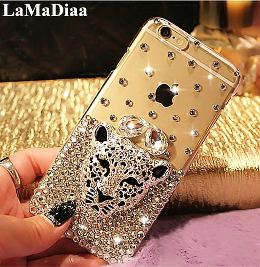 Hot Tiger Leopard Head Crystal Diamond Glitter Bling Phone Cases For Xiaomi Redmi8 9 8A 9A 9C 10X Pro Note8T 9T 8 9 10 Pro 4G 5G