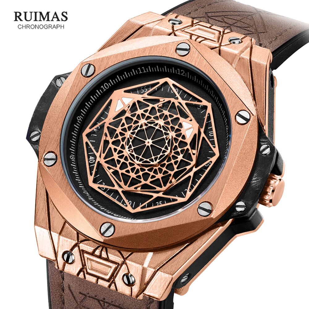 RUIMAS Military Sports Watches Men Fashion Luxury Leather Strap Wristwatch Man часы мужские relogios masculino zegarki męskie