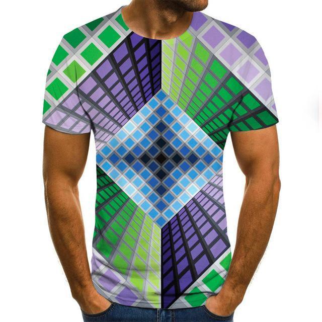 Three -Dimensional Vortex Men Tshirt 3d Printed Summer O -Neck Daily Casual Funny T Shirt