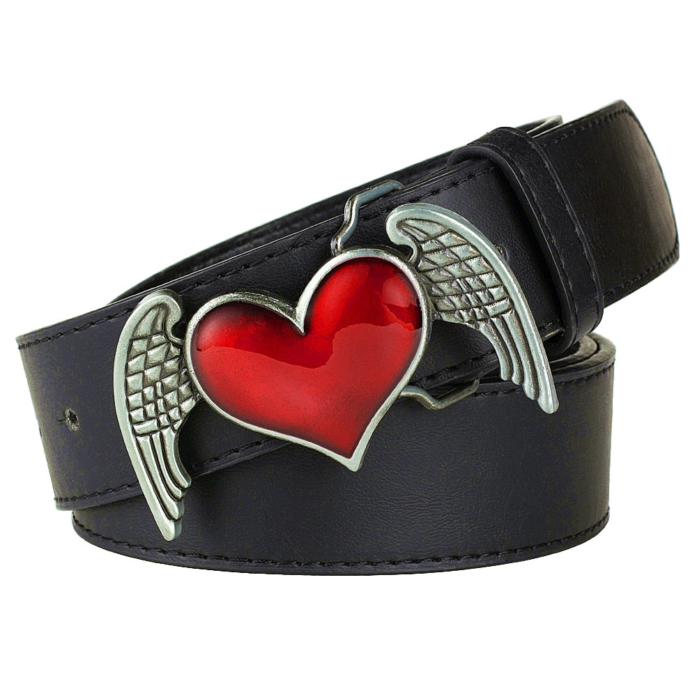 Cool Fashion Leather Belt Heart Arrow Love Hurts Design Punk Rock Waistband Women & Man Decorative belts Jeans Hip Hop Girdle