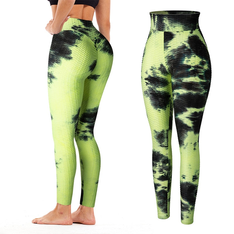 Women High Waist Workout Leggings Seamless Tie Dye Fitness Legging Butt Lifting Scrunch Stretch Legins Gym Sports Slim Pants