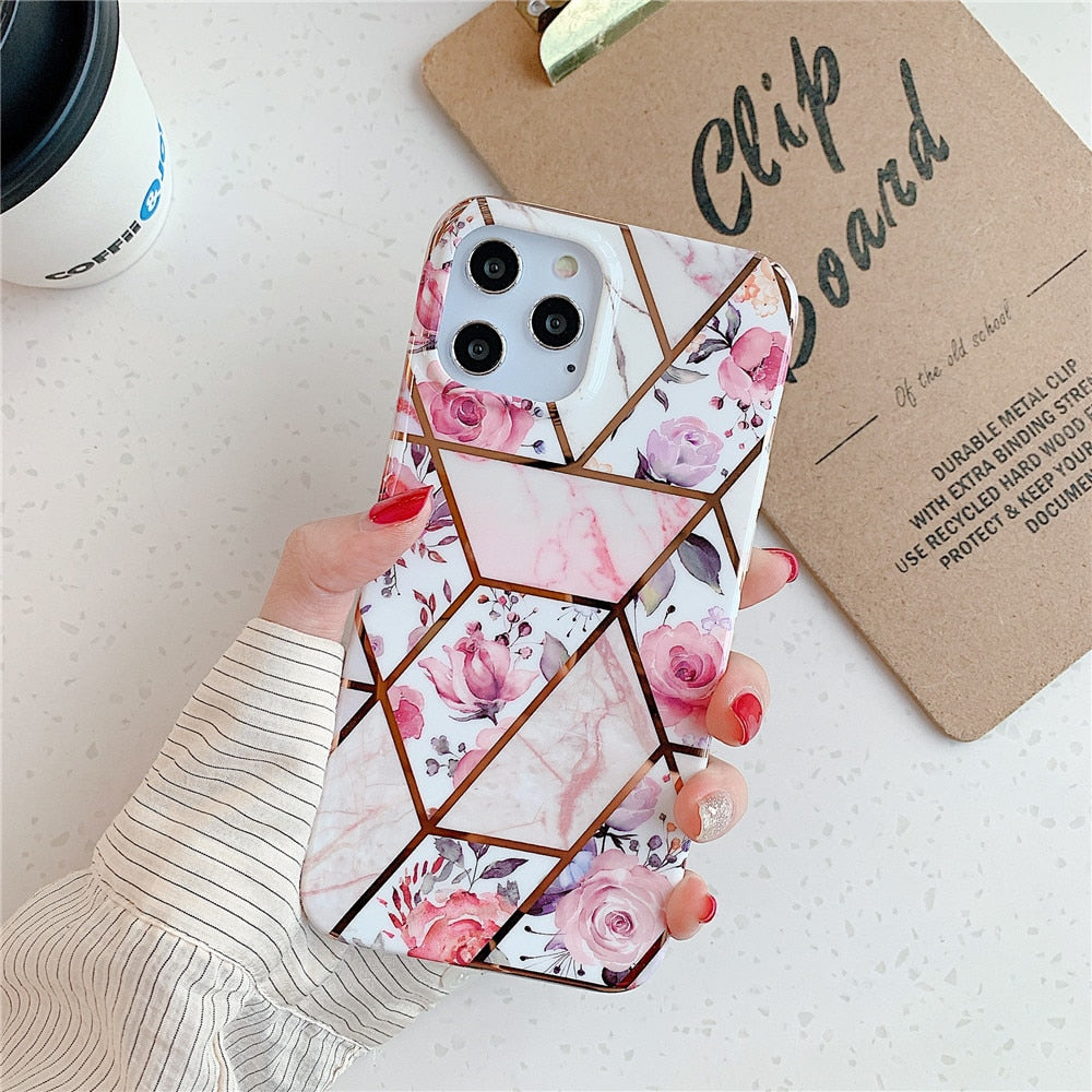 Geometric Marble Phone Cases For Samsung Note 20 Ultra A51 A52 A72 A71 A41 Soft Silicone Back Cover For IPhone 12 Pro Max