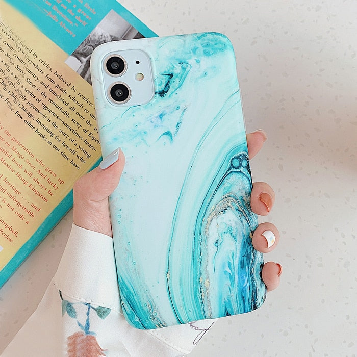 Art oil painting Texture Marble Phone Case For iphone 13 Cases For iphone X XR XS 11Pro Max 7 8Plus 12 12Pro INS Back Cover