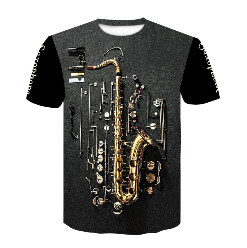 Rock Music Guitar 3D Tshirt Summer Men/Women T Shirt Fashion T-shirt Casual Tee Shirt/Streetwear Men Clothes Oversized 4XL Tops