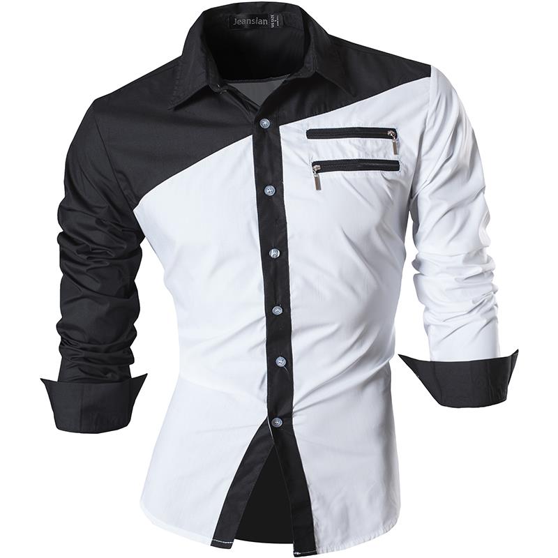 Jeansian Men's Fashion Dress Shirts Casual Long Sleeve Slim Fit Tatoo Stylish Z030