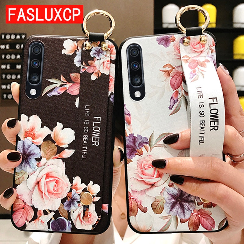 for Samsung Galaxy A50 Case Wrist Strap Holder Cover for Samsung A51 71 A32 A31 Note 10 Lite A10 A70 40 A52 A72 A12 Emboss Cases