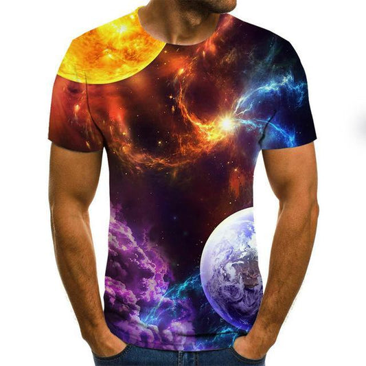 New Starry Sky 3d Printed t shirt Men Summer Casual Man's T-shirt Tops Tees Funny tshirt Streetwear Male size XXS-6X