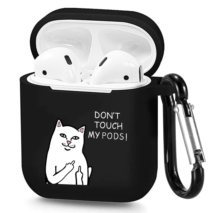 Case for Apple Airpods 1 2 3 Cases Slogan Simple Text Dont touch airpods Silicone Black Earphone Cover for Airpods Pro capa Bags