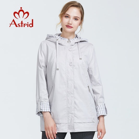 Astrid Spring Autumn new arrival woman Oversize short trench coat for women with a hood lady coat female with zipper AS-9013