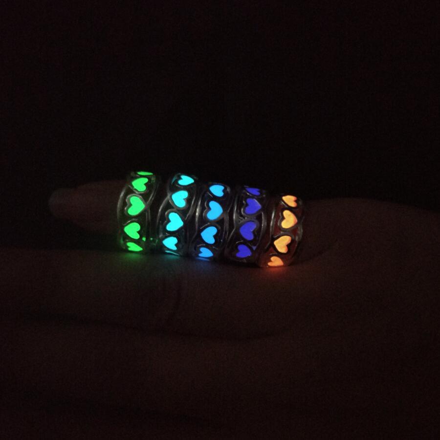 Multi-color Luminous Love Rings for Women Peach Heart Open Ring Couple Ring Luminous Color Girl Jewelry Wholesale Jewelry