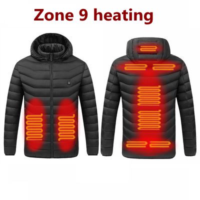 NWE Men Winter Warm USB Heating Jackets Smart Thermostat Pure Color Hooded Heated Clothing Waterproof  Warm Jackets