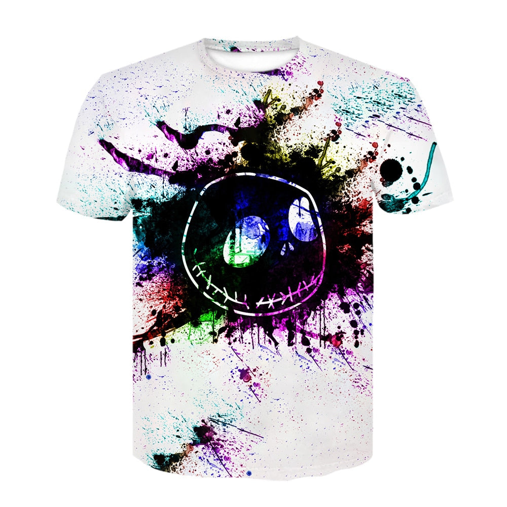 Funny T-shirts Psychedelic T shirt Men Mushroom Anime Clothes Geometric T-shirts 3d Graffiti Tshirt Printed Harajuku Tshirts Cas