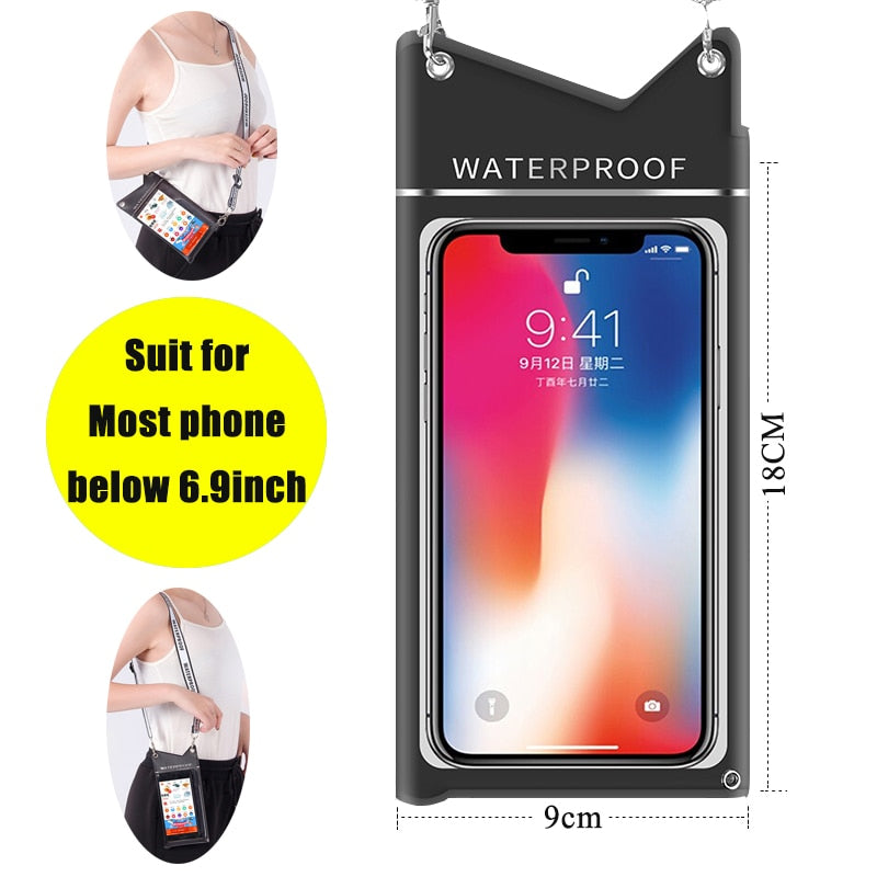 Waterproof Touchscreen Mobile Phone Case Swimming Bag Beach Dusproof Cellphone Case Cover Hot Spring Diving Bag Water Sports Bag