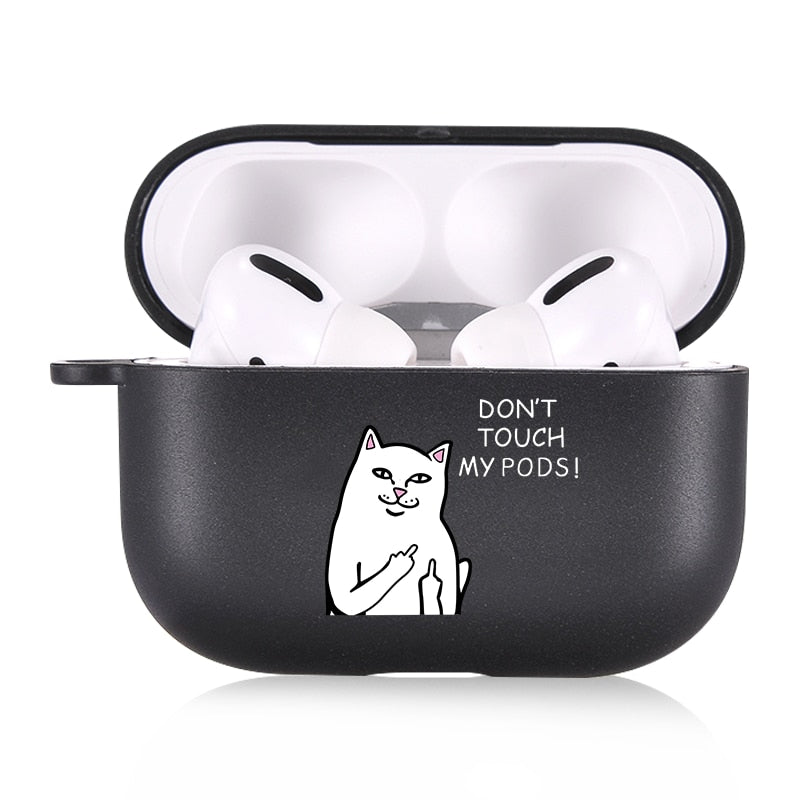 Case for Apple Airpods 1 2 3 Cases Slogan Simple Text Dont touch airpods Silicone Black Earphone Cover for Airpods Pro capa Bags