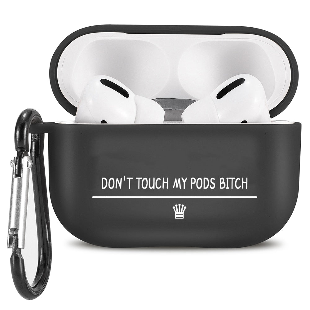 Case for Apple Airpods 1 2 3 Cases Slogan Simple Text Dont touch airpods Silicone Black Earphone Cover for Airpods Pro capa Bags