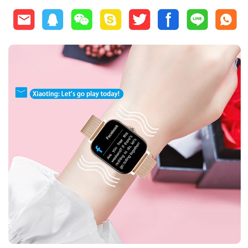 For Xiaomi Samsung Android Phone Reloj Inteligente Mujer Custom Dial Smart watch Women Bluetooth Call 2021 Smart Watch Men +Box