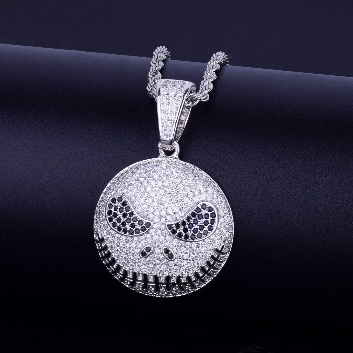 Character Round Face Pendant Necklace Gold Color Cubic Zircon Men's Hip Hop Jewelry for Men