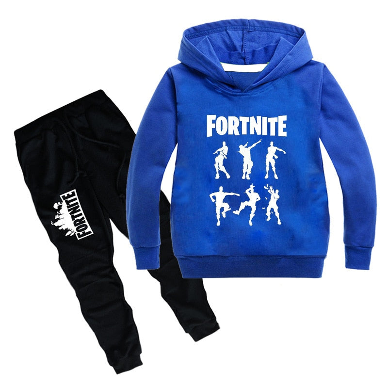 New Kid Hoodies Suit Fortnite Child Sweatshirt Suit Battle Royale Hoodie Sweat+Pants 2pcs Kids Boys Girl Casual Coat Clothes