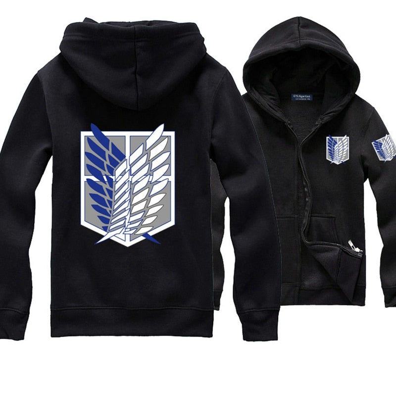 New Anime Wings of Liberty Cosplay Costume Attack on Titan Unisex Hoodies Shingeki No Kyojin Legion Zipper Jacket Sweatshirts