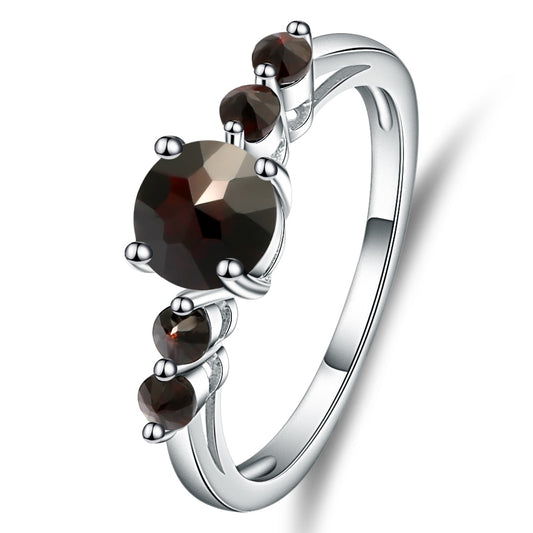 GEM&#39;S BALLET Natural  Black Garnet  Gemstone Ring Genuine 585 14K 10K 18K Gold 925 Silver Rings For Women Jewelry Vintage