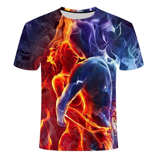 Funny T-shirts Psychedelic T shirt Men Mushroom Anime Clothes Geometric T-shirts 3d Graffiti Tshirt Printed Harajuku Tshirts Cas