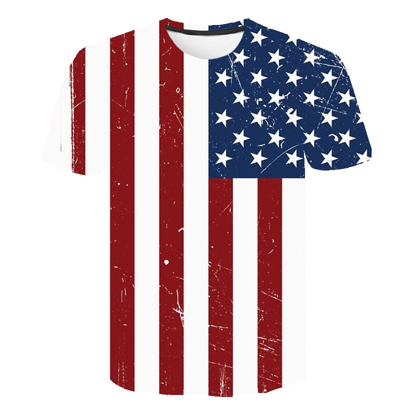 New USA Flag Stripes and Stars T-shirt Men / Women Sexy 3d Tshirt Print Eagle American Flag Men T-shirt Summer Tops Tees