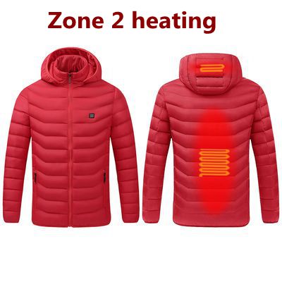 NWE Men Winter Warm USB Heating Jackets Smart Thermostat Pure Color Hooded Heated Clothing Waterproof  Warm Jackets