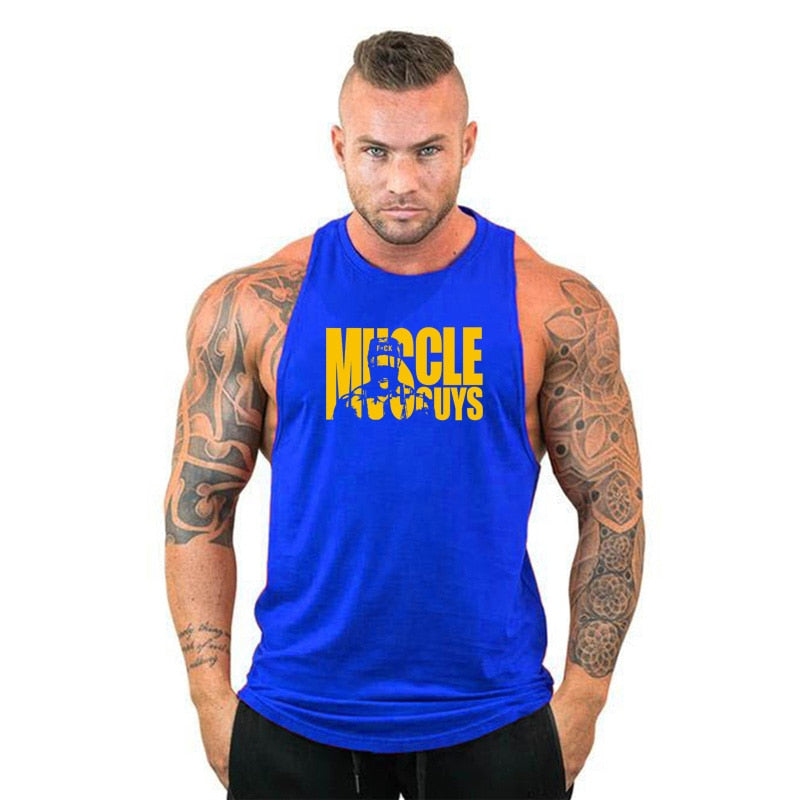 New Gym Tank Top Summer Brand Cotton Sleeveless Shirt Casual Fashion Fitness Stringer Tank Top Men bodybuilding Clothing M-XXL