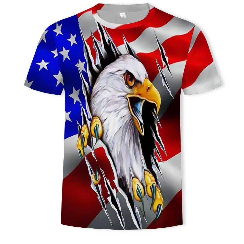 New USA Flag Stripes and Stars T-shirt Men / Women Sexy 3d Tshirt Print Eagle American Flag Men T-shirt Summer Tops Tees