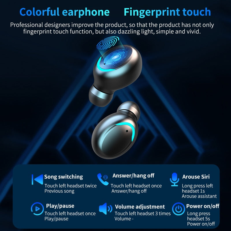 TWS Bluetooth Earphone V5.1 9D Stereo Wireless Headphones Sport Waterproof Earphones Mini True Earbuds Headsets for cellphone