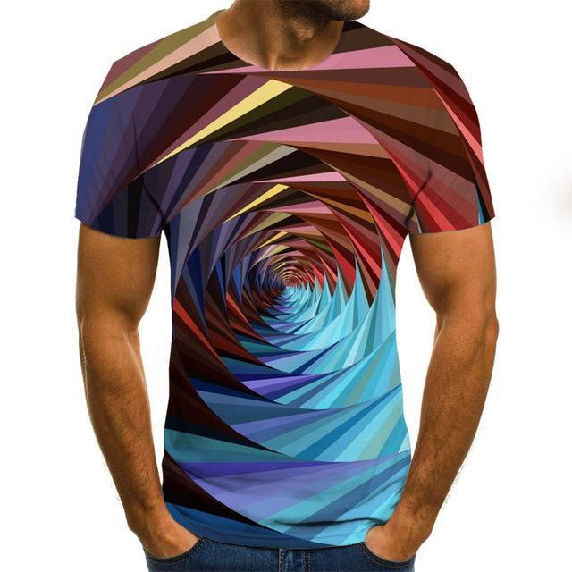 Three -Dimensional Vortex Men Tshirt 3d Printed Summer O -Neck Daily Casual Funny T Shirt